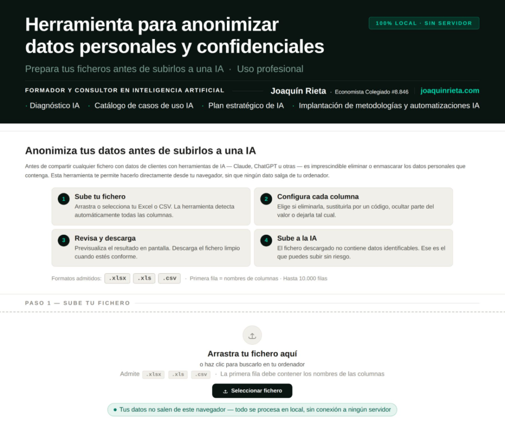 Herramienta para anonimizar datos personales y confidenciales. 5