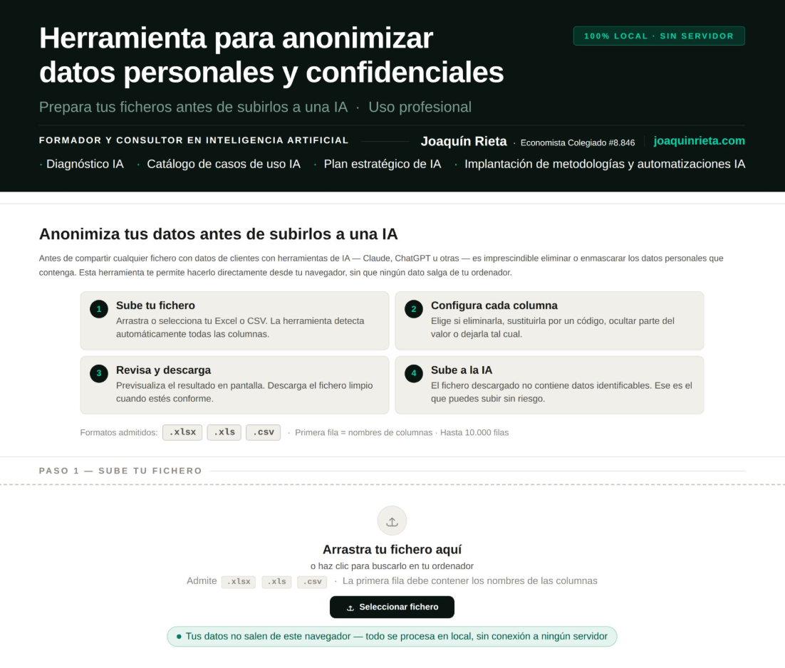 Herramienta para anonimizar datos personales y confidenciales.